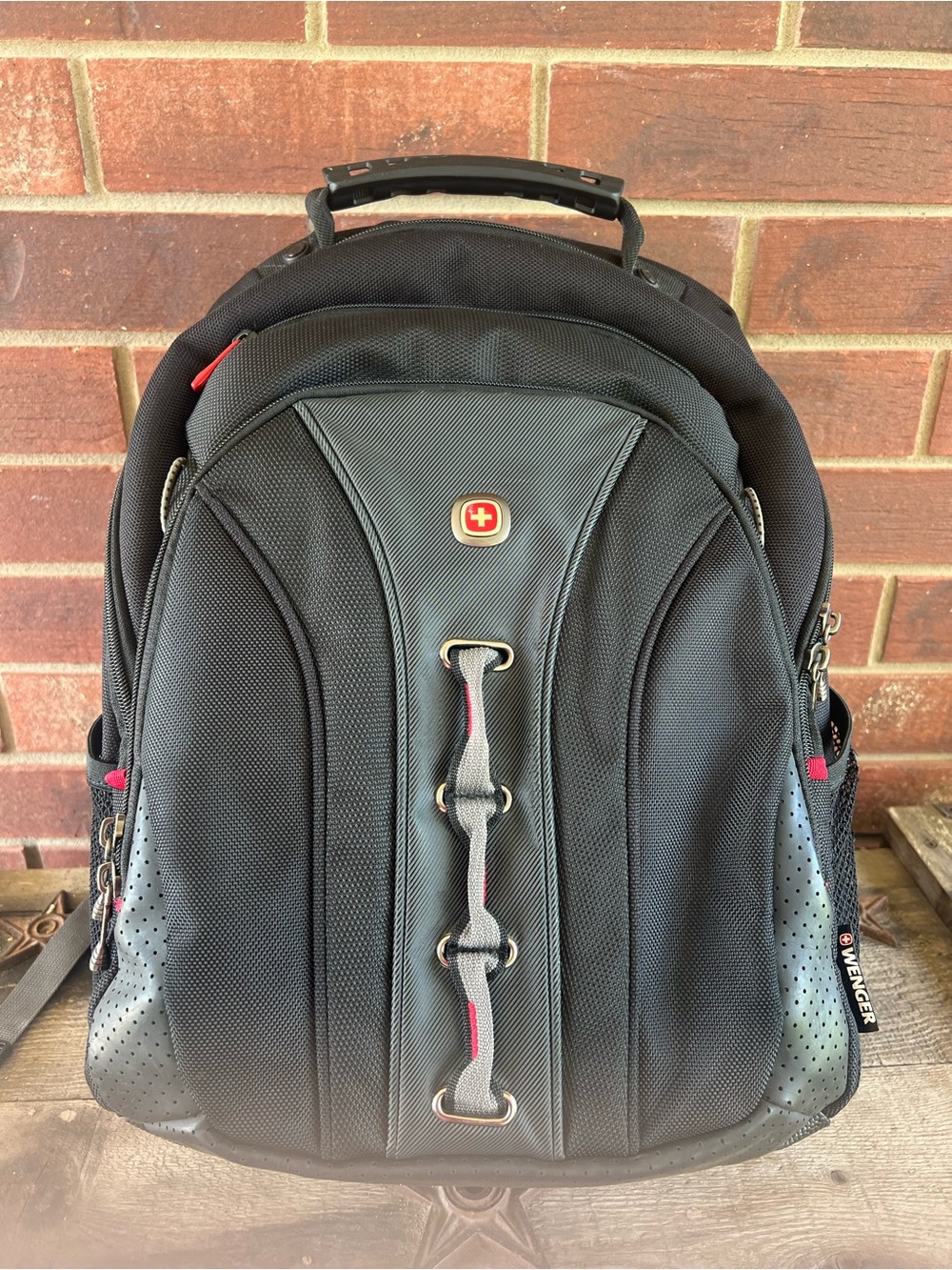 Wenger Black Backpack with Red Accents